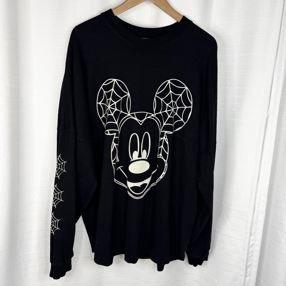 Disney Spirit Jersey XL Mickey Mouse BOO Halloween Spiderweb 2020 Black Glow